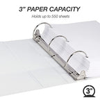 Samsill 3 Inch 3 Ring Binders, Made in USA, Economy Round Ring, Clear View Cover, 550 Sheet Capacity - for School, Home, Office - White, 12 Pack