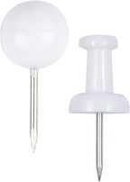 JAM PAPER Colorful Push Pins - Flat & Round Head Thumb Tack Combo Set - White Pushpins - 200/Pack