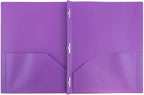 JAM PAPER Plastic Color POP Folders - 2 Pocket Durable Folders with Metal Prongs Fastener Clasps - Purple - 6/Pack