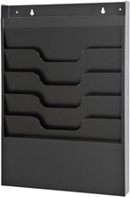 MAXXBUILD 4 Tier Wall Mounted File Organizer, Metal Task Rack for Office Documents, Mail & Folders, Space-Saving Office Wall Organizer, Black 19.5”H