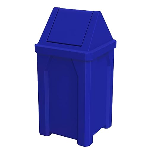 Sturdy Essentials 32 Gallon Square 100% Recycled Plastic Heavy Duty Outdoor Commercial Trash Can with Easy Access Swing Top Lid | Great for Schools and Businesses - Blue
