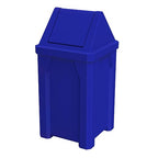 Sturdy Essentials 32 Gallon Square 100% Recycled Plastic Heavy Duty Outdoor Commercial Trash Can with Easy Access Swing Top Lid | Great for Schools and Businesses - Blue