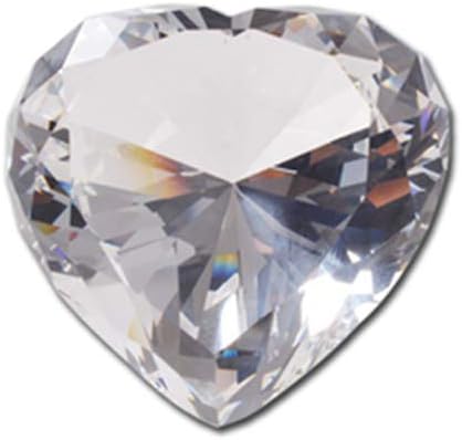 Zoogamo 3” / 80 mm Clear Diamond Heart Shaped Glass Crystal Paperweight – Home Office Decor & Valentine's Day Gift Wedding Favors Centerpieces Decoration with Gift Box