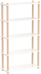 IOTXY 5-Tier Wooden Shelf Bookcase - Modern Open Bookshelf, Free Standing Storage Rack, Multifunctional Display Stand for Home and Office, White, Rectangle
