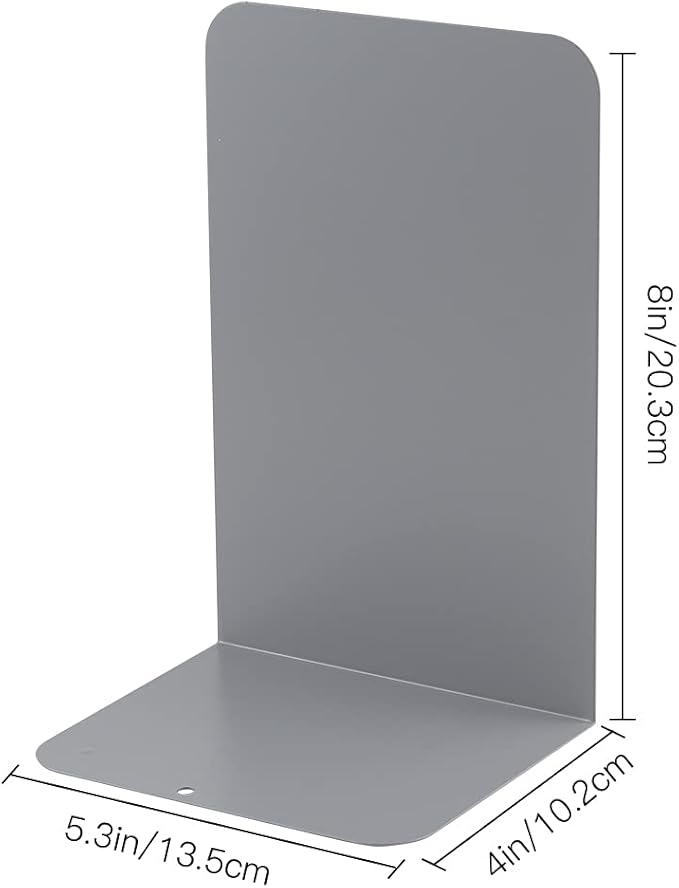 MSDADA Bookends, Book Ends for Book Shelves, Bookends for Office, Book Ends for Heavy Books, Metal Bookend Supports, Modern Minimalist Style Bookends, Grey(4 Pairs/8pcs)