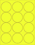 8-1/2 x 11" Neon Color High Light Fluorescent Labels for Laser & Inkjet Printer (Yellow Fluorescent, 2.5" Round - 12 Per Page | 1200 Labels)