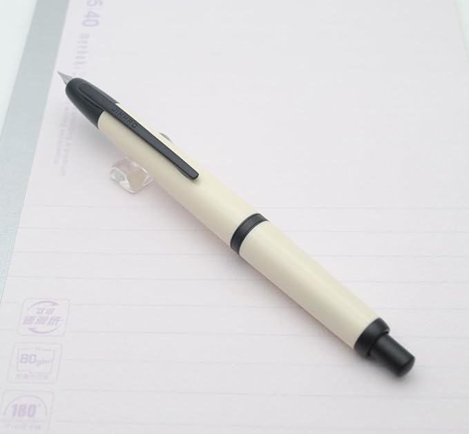 JINHAO 20 Press Fountain Pen, Retractable Capless Resin Pen with Ink Converter (F Nib 0.5mm, Ivory White)