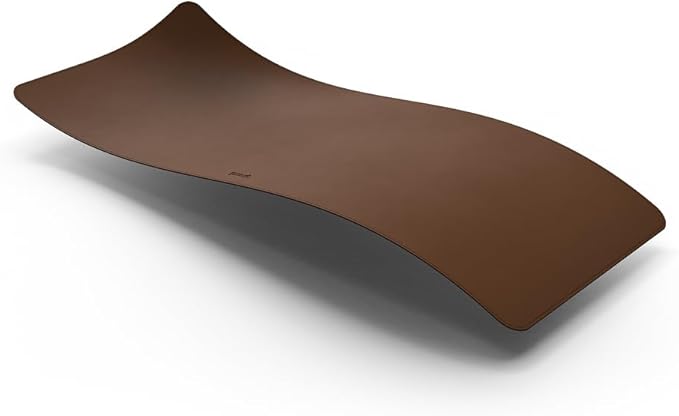 POUT TekDec Mat – Vegan Leather Desk Pad (31.5×13.4in / 80×34cm), Water-Resistant Surface, Anti-Slip Base, Scratch & Heat Protection, Multi-Functional Writing & Mouse Pad – Cinnamon Brown