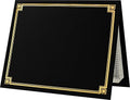 LUXPaper 9.5" x 12" Certificate Holders | Black Linen | Embossed Gold Foil Border | 100lb. Cover | 250 Qty