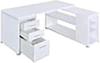 Pemberly Row L Shape Corner Storage Desk in White, Letter/Legal File, 5 Bookshelves