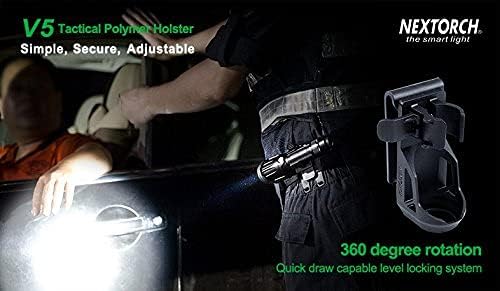 Nextorch V5 Tactical Flashlight Holster with Lever Side Lock System Only for 1"-1.25" Diameter Flashlight （Holster Head Diameter 0.78"-1.18" Bottom Diameter 1.18")
