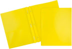 JAM PAPER Plastic 2 Pocket POP Folders - Durable School Folders with Metal Prongs Fastener Clasps - Assorted Primary Colors - Bulk 96 Folders/Box (16 Assorted Packs of 6)