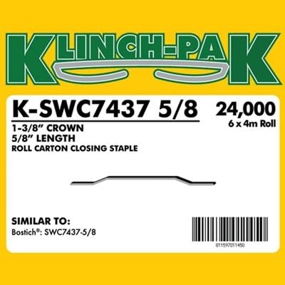Klinch-Pak K-SB103020-1/2, 1/2" Crown by 5/8" Leg Length Heavy-Duty Plier Staple, 2,400 Count, Similar to Bostitch SB103020, for stapling Trays, Lids, Bags, Header Cards, Fastening End Caps