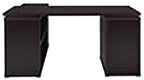 Pemberly Row L Shape Corner Storage Desk in Brown Cappuccino, Letter/Legal File, 5 Bookshelves