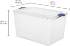 2 Pack 66 Quart (62.4L) Heavy-Large Clear Plastic Storage Bins with Locking Blue Latch Lids – Stackable & Airtight Containers for Garage, Closet & Basement, Ideal for Bulky Items, Clothing