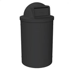 Sturdy Essentials Campus Collection 55 Gallon Round Heavy-Duty Plastic Commercial Outdoor or Indor Trash Can with Push Open Dome Lid and Internal Liner | Great for Schools and Businesses - Black