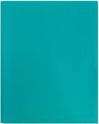 JAM PAPER Plastic Color Pop Folders - 2 Pocket Durable Folders with Metal Prongs Fastener Clasps - Teal Blue - 3/Pack