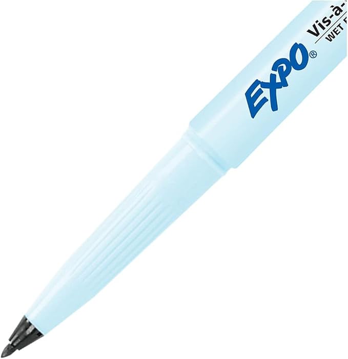 EXPO Visa Vis Wet Erase Markers Fine Point Black 12-Pack Ideal for Classroom and Homeschool Use