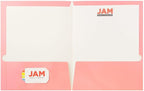 JAM PAPER Laminated Two Pocket Glossy Folders - Baby Pink Pastel - 3/Pack