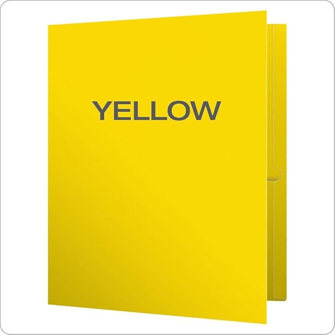 Oxford Twin-Pocket Folders, Textured Paper, Letter Size, Yellow, Holds 100 Sheets, Box of 25 (57509EE)