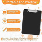 Black Clipboards, PANDRI 6 Pack Plastic Black Clipboards with Low Profile Clip 12.5 x 9 Standard Letter Size Clipboard for classrooms Office