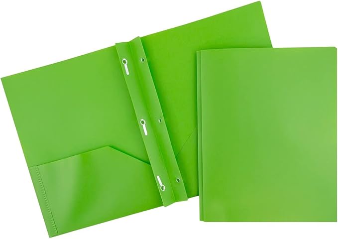 JAM PAPER Plastic Color POP Folders - 2 Pocket Durable Folders with Metal Prongs Fastener Clasps - Assorted Primary Colors - 6/Pack