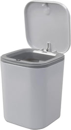 Idomy 0.5 Gallon Tiny Desktop Push-Button Trash Can, Mini Garbage Can, Gray