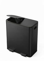 Garvee Trash Can, 2 x 8 gal (2 x 30 L) Garbage Can for Kitchen Dual Compartment Recycling Kitchen Step Trash Bin, Stainless Steel Trash and Recycle Bin Combo with Soft-Close Lid,Black