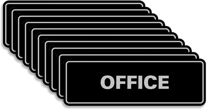 Signs ByLITA Standard Office Sign - Professional Business Signage - Easy to Install (Black/Silver) - Small 10 Pack