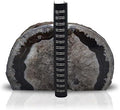 Nature's Decorations A Quality Black Agate Geode Bookends - Heavy Duty with Non-Skid Rubber Bumpers for Shelves, Office, Home Decor - Cool Crystal Stone (1 Pair 2-3 LB)