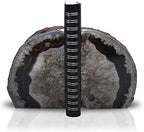 Nature's Decorations A Quality Black Agate Geode Bookends - Heavy Duty with Non-Skid Rubber Bumpers for Shelves, Office, Home Decor - Cool Crystal Stone (1 Pair 2-3 LB)