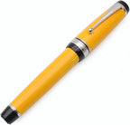 xixixiaozhu Metal Big Fountain Pen Set Medium Nib 0.7mm, Includes Ink Refill Converter, 5 Ink Cartridges & Gift Box (Medium Nib 0.7mm, Yellow with Silvery Clip)