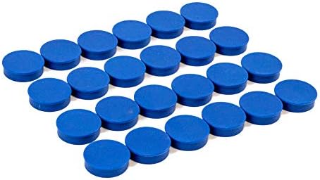 Bullseye Office 24 Round Blue Fridge Magnets, Button Shaped, Small Colorful Magnetic Discs for Kitchen, Cabinet or Classroom, Perfect Whiteboard Supplies for Teachers (Blue)