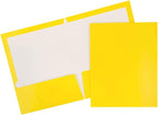 JAM PAPER Laminated Two Pocket Glossy School Folders - Letter Size - High Gloss Yellow - 6/Pack