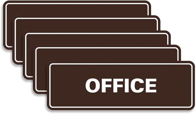 Signs ByLITA Standard Office Sign - Professional Business Signage - Easy to Install (Dark Brown) - Small 5 Pack