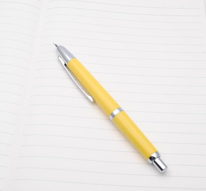 JINHAO 20 Press Fountain Pen, Retractable Capless Resin Pen with Ink Converter (EF Nib 0.4mm, Lemon Yellow)