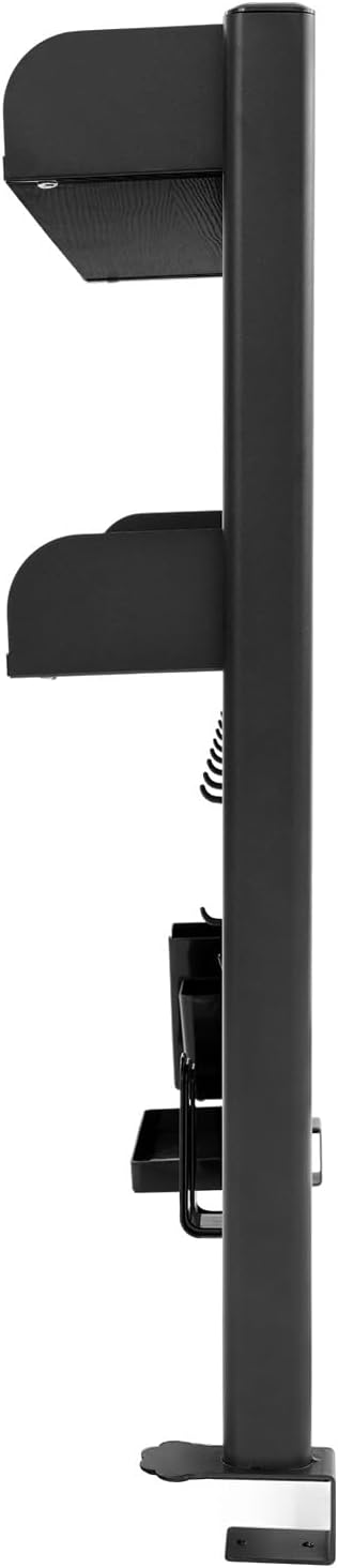 Dlinanta Clamp-On Pegboard Desk Organizer, 2-Tier Clamp On Desk Shelf with Hooks, Office Accessory Organizer for Books, Office Supplies & DIY Storage, 16.5lbs Capacity, 39.37" x 37.4", Black