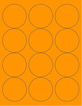 NextDayLabels Pack of 50 Sheets, 8-1/2 x 11" Fluorescent Labels for Laser & Inkjet Printer (Orange Fluorescent, 2-1/2" Round - 12 per Page, 600 Labels)