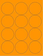 NextDayLabels Pack of 50 Sheets, 8-1/2 x 11" Fluorescent Labels for Laser & Inkjet Printer (Orange Fluorescent, 2-1/2" Round - 12 per Page, 600 Labels)