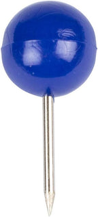 JAM PAPER Colorful Push Pins - Round Head Map Thumb Tacks - Blue Pushpins - 100/Pack