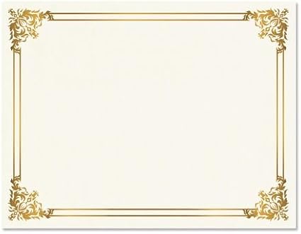 Empire Gold & White Parchment Certificate Papers - Pack of 25, NOT FOIL Laser & Inkjet Printer Compatible, for Office, Business Awards, Graduation, School Diplomas, 8-1/2" x 11" on 60 lb. Text Stock