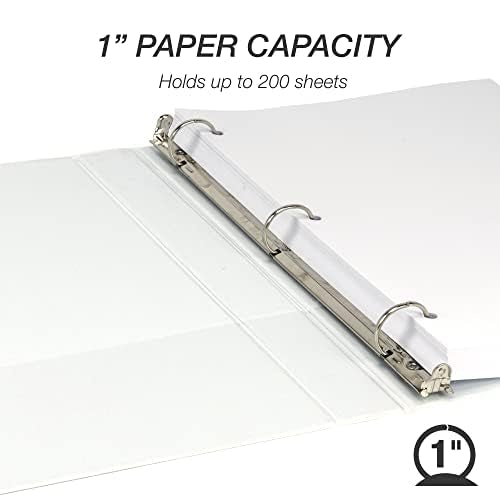 Samsill 1 Inch 3 Ring Binders, Made in USA, Economy Round Ring with Clear View Cover, 200 Sheet Capacity, White, Pallet of 864 Binders in 36 Cartons