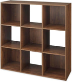 Whitmor 9 Cube Storage Organizer, Open Storage Display Bookshelf, Storage Cabinet for Living Room, Bedroom, Home, Office, Walnut