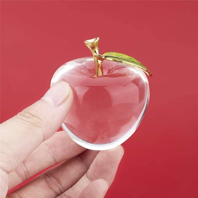 H&D HYALINE & DORA H&D Unique Crystal Apple Figurine Paperweight,Art Glass Apple Collectible Figurines Best for Lucky Christmas Eve Gifts/Great Wedding Decor Gifts