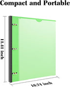 INFUN 1 Inch Telescoping 3 Ring Binder - 1PCS,Flexible Round Binder with Customizable Front Cover and Clear Catalog Pocket, 1 Inch Rings, 225 Sheet Capacity- Green