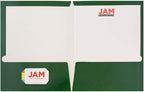JAM PAPER Laminated Two Pocket Glossy School Folders - Letter Size - High Gloss Green - 6/Pack