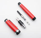 xixixiaozhu Metal Big Fountain Pen Set Medium Nib 0.7mm, Includes Ink Refill Converter, 5 Ink Cartridges & Gift Box (Medium Nib 0.7mm, Red with Silvery Clip)