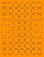 8-1/2 x 11" Neon Color High Light Fluorescent Labels for Laser & Inkjet Printer (Orange Fluorescent, 1" Round - 63 per Page - 6300 Labels)