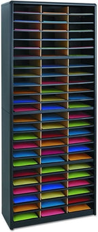 Scranton & Co 72 Compartments Commercial Grade Steel Shell Flat Files Organizer in Black