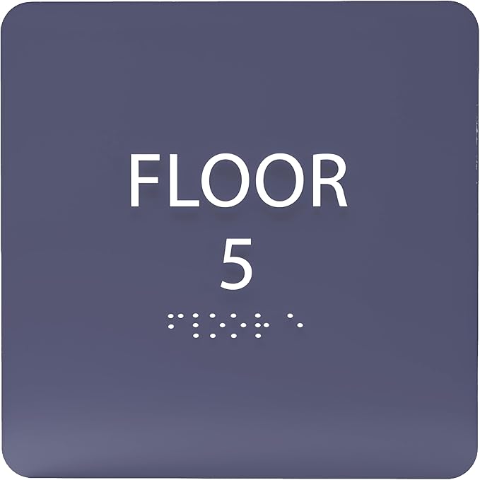 ADA CENTRAL SIGNS - 6" X6" Floor 5 Sign - ADA Compliant Tactile Graphics Grade 2 Braille Text Acrylic Wall Signs - Directional Assistance, Floor Number Safety Sign for Office, school Hospital, Apartment